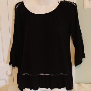 New Directions Black Petite Boho Top Size Petite Small
